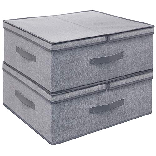 homyfort Contenedor Plegable para Guardar Ropa, Cesto de Almacenamiento en el Armario con Funda Extraíble, 50x42x20 cm, Gris Lino, XDLB50P2