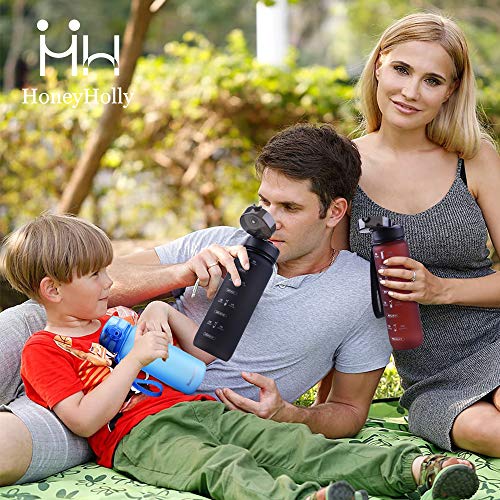 HoneyHolly Botella de Agua Deportes 350ml/500ml/800ml/1000ml/1500ml Sin Bpa & Apertura con un Solo botón Reutilizable Filtro Botella Gimnasio Tritan Plástico para Niños, Sport, Gimnasio, Trekking