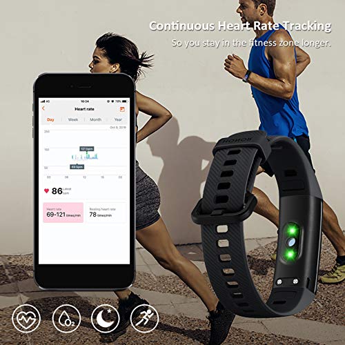 HONOR Band 5 Pulsera Actividad Inteligente Pulsera de Actividad con Pulsómetro SpO2 Sueño Podómetro Monitor de Actividad Deportiva Ritmo Impermeable IP68 Fitness Tracker Smartwatch para Mujer Hombre