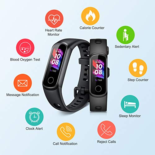 Honor Band 5i Smartwatch,Pulseras de Actividad con Podómetro ,Pulsómetro,Monitor de Actividad Deportiva,Impermeable IP68 Fitness Tracker,Negro