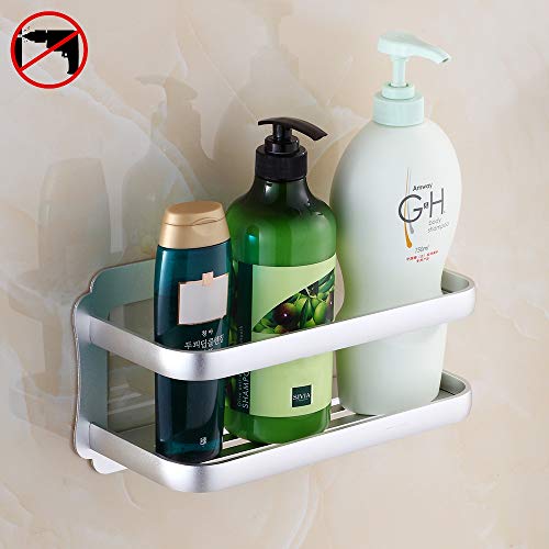 Hoomtaook Estanteria Ducha Baño Cesta Triangular Bandeja para pared de Ducha Adhesivo Fijación en Pared sin daños Para Accesorios de Baño y cocina (Plata)