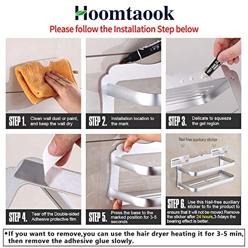 Hoomtaook Estanteria Ducha Baño Cesta Triangular Bandeja para pared de Ducha Adhesivo Fijación en Pared sin daños Para Accesorios de Baño y cocina (Plata)