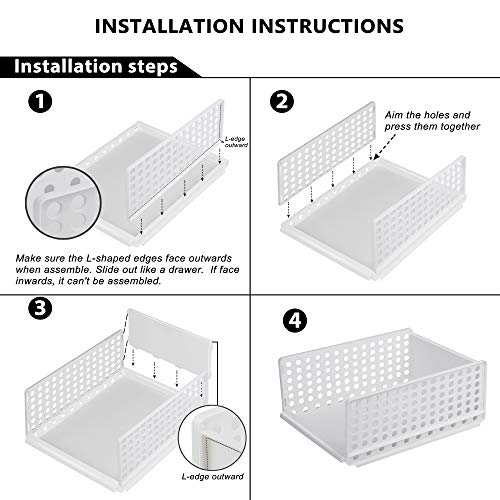 Hossejoy - Juego de 4 organizadores apilables de almacenamiento de armario de plástico desmontables estantes para cajones separadores de ropa, vestidores o dormitorios