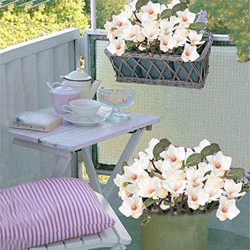 HUAESIN 4pcs Flores Artificiales Interior Flor Orquidea Artificial Ramo Flor de Seda Pequeñas Bouquet Flores Artificiales Blancas para Jarrones Jardinera Terraza Mesa Ventana Balcon Decoracion