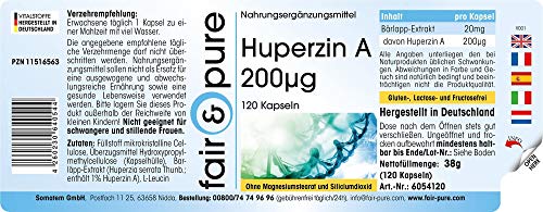 Huperzina A 200µg - Procedente de Licopodio (Huperzia Serrata) - Vegana - Alta pureza - 120 Cápsulas