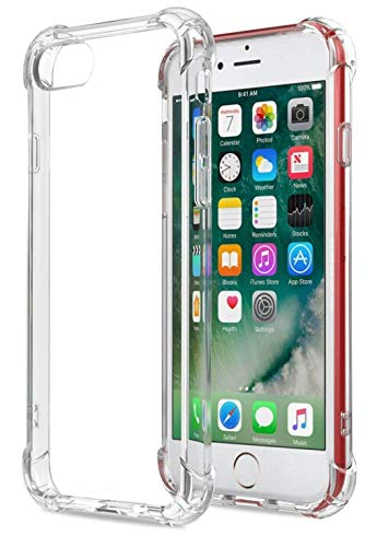 HUSHCO Funda iPhone 7 iPhone 8 iPhone SE 2020 Carcasa Silicona Suave TPU Gel Bumper Case Cover de Protección Antideslizante [Anti-Rasguño] [Anti-Golpes] Caso Transparente