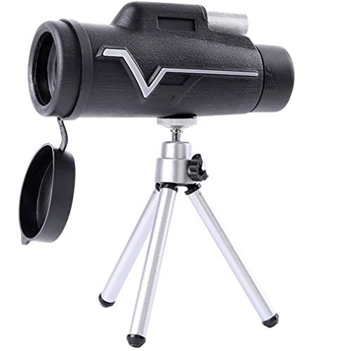 HUZK Monoculares Potentes, HD Telescopio, 10x50 Mini Telescopio Monocular a Prueba De Agua Portátil con Trípode Y Adaptador para Observación De Aves Caza Viaje De Camping