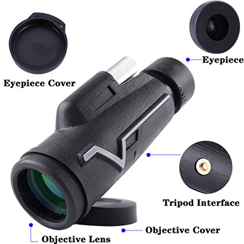 HUZK Monoculares Potentes, HD Telescopio, 10x50 Mini Telescopio Monocular a Prueba De Agua Portátil con Trípode Y Adaptador para Observación De Aves Caza Viaje De Camping