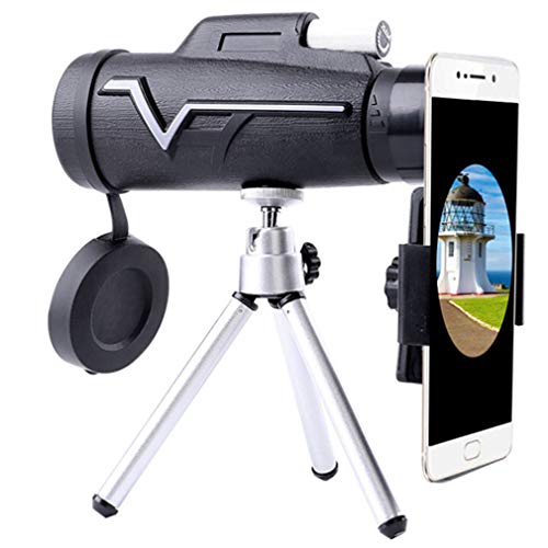 HUZK Monoculares Potentes, HD Telescopio, 10x50 Mini Telescopio Monocular a Prueba De Agua Portátil con Trípode Y Adaptador para Observación De Aves Caza Viaje De Camping