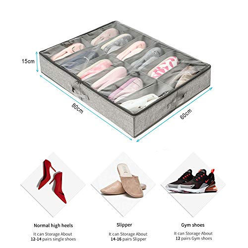 Hwalla Organizador de Zapatos Debajo de la Cama, Zapatero Funda Organizador, Caja Plegable de Almacenaje con Tapa, Titular de la Zapata Bolsas