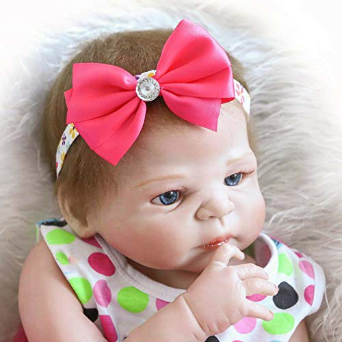 iCradle Reborn Baby Dolls 18 Pulgadas 45cm Muñecas Reborn Cuerpo Entero Silicona Realista Suave de Vinilo Lifelike Chica Bebé Reborn Niña Nacido Regalo de Juguete (Pink Headband)