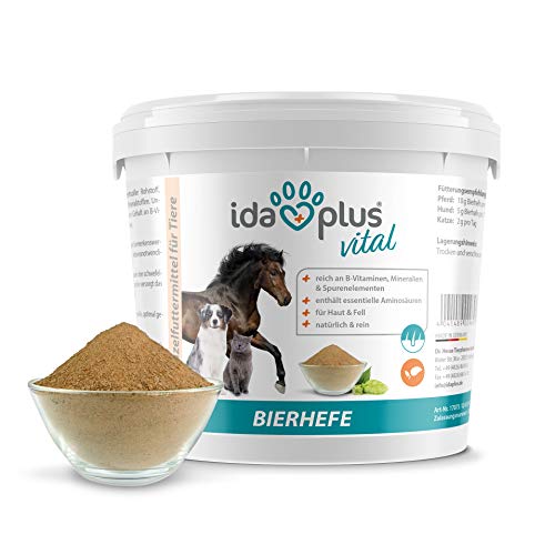 Ida Plus – Pura Cerveza Levadura Polvo – Alimentos Complemento para los & Pelo Brillo – Producto Natural para Animales – Caballos, Perros, Gatos – Práctica Cuchara dosificadora Incluye (1.5 kg)