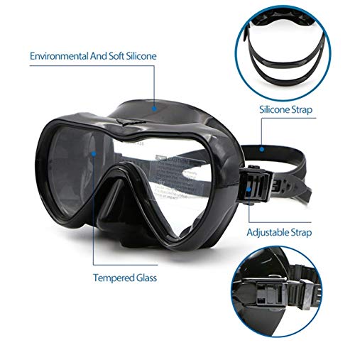 IDWF Piscina de Silicona de Pesca Profesional Equipo de Snorkel for Adultos Buceo con escafandra de esnórquel máscara Anti-Niebla Gafas Conjunto de Silicona Natación Pesca Equipo de Snorkel Adultos