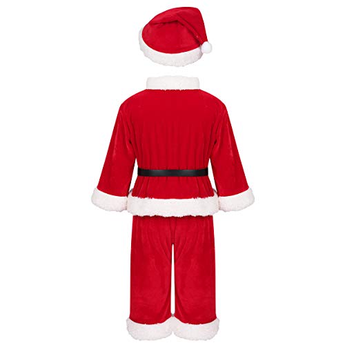 IEFIEL Disfraz Navidad Papá Noel Santa Claus para Bebé Niño Niña Vestido/Chaqueta Manga Larga Pantalones Gorro Traje Navideño Invierno Rojo Niño 2-3 Años