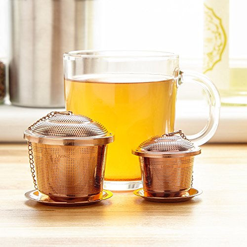 Infusor de Té suelto (Juego de 2) de Apace - con Cuchara de Té y Bandeja de Goteo – Bola infusora, Colador y Filtro de Acero inoxidable ultra fino para una Experiencia de Té o Infusión superior