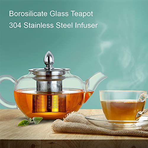 Infusor de tetera de vidrio 300 ml Borosilicato 304 Tapa de acero inoxidable Infusor de tetera de hojas sueltas