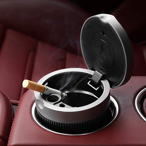 Interior Ceniceros Aleación de Aluminio Cenicero de Coche Diseño de cámara Cigarrillo Cigarro Ceniza de Humo Portavasos Taza de Almacenamiento con luz LED Accesorios for automóviles Ceniceros