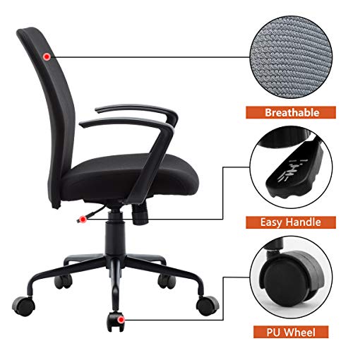 IntimaTe WM Heart Silla Ejecutiva de Oficina de Tela Silla Giratoria de Escritorio para Computadora Hogar y Oficina, Diseño Moderno de Reposabrazos con Base Cromada (Negro)