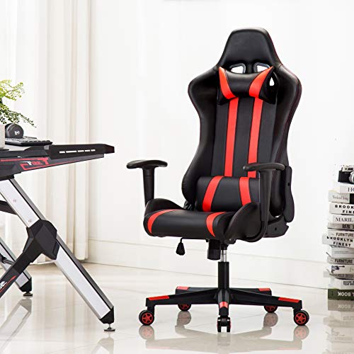 IntimaTe WM Heart Silla Gamer, Silla Gaming Silla Escritorio Giratoria, Altura Ajustable Respaldo Inclinable hasta 135 ° con Apoyabrazos Fijos (Rojo)