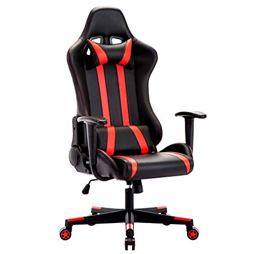 IntimaTe WM Heart Silla Gamer, Silla Gaming Silla Escritorio Giratoria, Altura Ajustable Respaldo Inclinable hasta 135 ° con Apoyabrazos Fijos (Rojo)