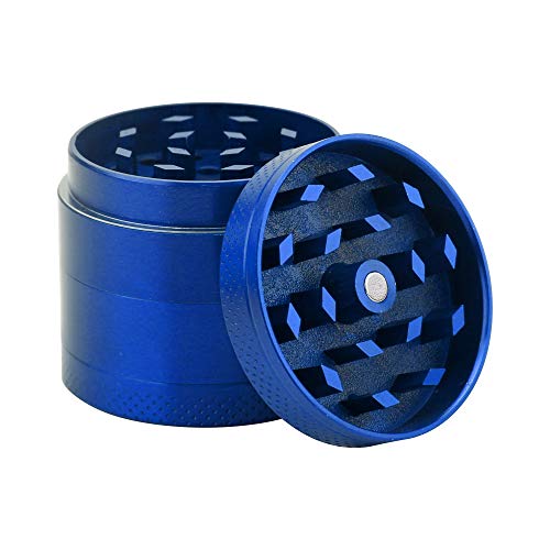 Intirilife Grinder Molinillo en Azul METALICO - Triturador de Cocina de Metal de 4 Piezas para triturar Hierbas, Especias, Tabaco, Plantas, Hojas de té, etc. - con Filtro de Polen y raspador