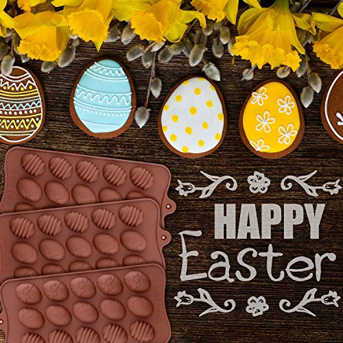 INTVN Moldes de silicona para huevos de Pascua para chocolate, 4 unidades, con 15 cavidades para repostería, repostería, repostería, repostería, Cocina, decoración