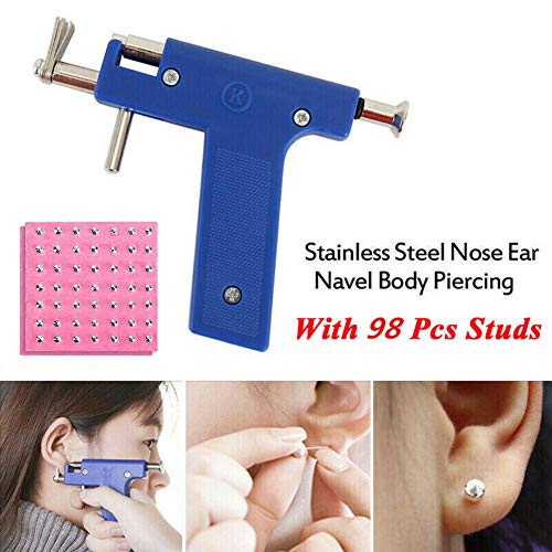 INTVN Pistola Perforadora, 1PCS Pistola para Piercing de Oreja sin Dolor Profesional Herramienta para Perforar el Orificio del Cuerpo Kit con los Pernos, para Ear y Nariz Herramienta de Perforación