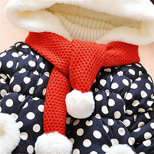 Invierno Abrigos Bebe Niña 1-5 años Niñas Lunares Chaqueta con Capucha de Oreja de Conejo Lindo Parkas Abrigo de Algodon