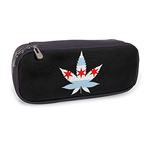 Iop 90p - Bolsa organizadora para cosméticos con diseño de la Bandera de Chicago, PU, Negro, Talla única