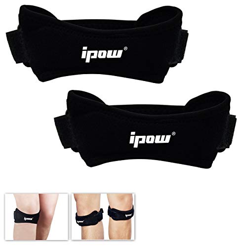 IPOW [2 PCS] Rodillera rotuliana Deportiva Suave y Transpirable, Rodillera Hombre Ajustable para Running Correr Escalada Voleibol fútbol Baloncesto, Rodillera Knee Active Plus Mujer/Hombre, Negro