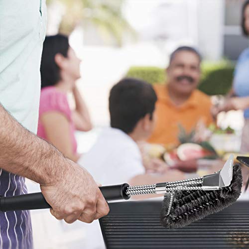 Iregro - Cepillo de Parrilla, con espátula de Acero Inoxidable 304 y Mango Largo, para Parrilla de Gas, eléctrica o de carbón