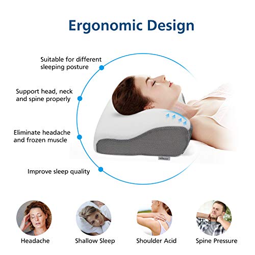 Isincer Almohada Cervical Espuma Ortopedica Ergonomica para El Dolor de Cuello Almohada Cuello Almohada con Cuello de Espuma con Memoria de Contorno, Almohada de Cama ergonómica cervical-60 * 35cm