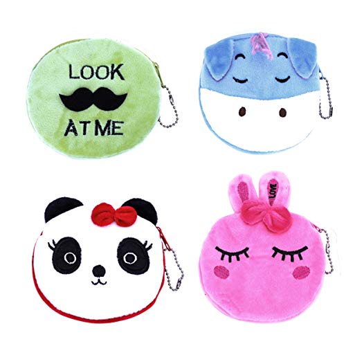 iSuperb 4pcs Mini Cartera Peluche Monedero Preciosas Pequeña Monedero Coin Purse Mujer (4 Pack Emoji Coin Purse)