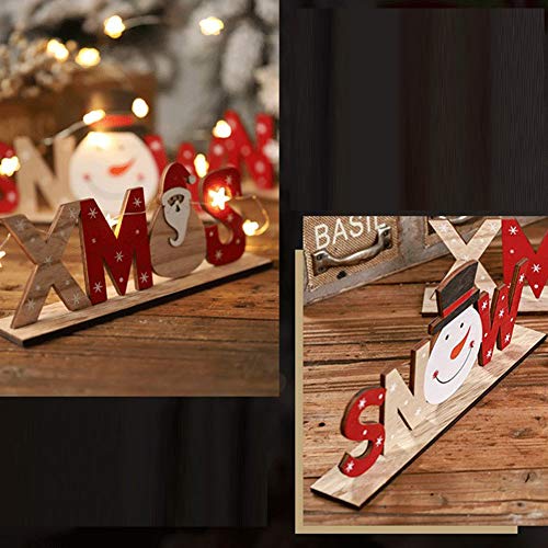 Iswell Decoraciones Navideñas Letras De Madera Adornos De Escritorio Simple Decoración Mesa