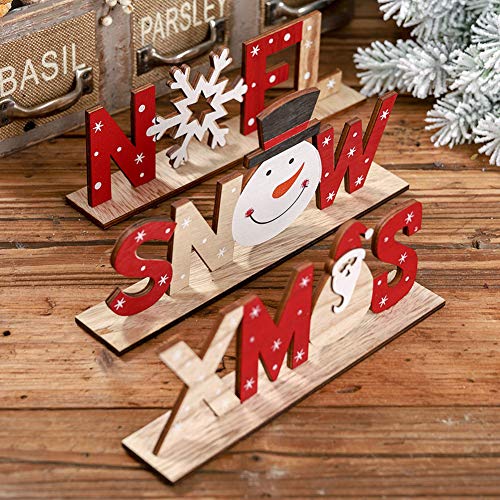 Iswell Decoraciones Navideñas Letras De Madera Adornos De Escritorio Simple Decoración Mesa