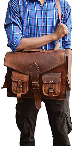 Jaald 40 Cm Bolso Bandolera Mochila Backpack Bolsa De Hombro Maletin De Piel Auténtica para Hombre Convertible Portátil Leather Messenger Bag Laptop