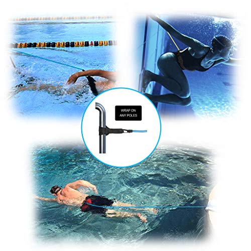 JACHOM Cinturón de entrenamiento para natación, Cinturón de resistencia ajustable, natación elástica, Cinturón de natación para niños y adultos, accesorios piscina