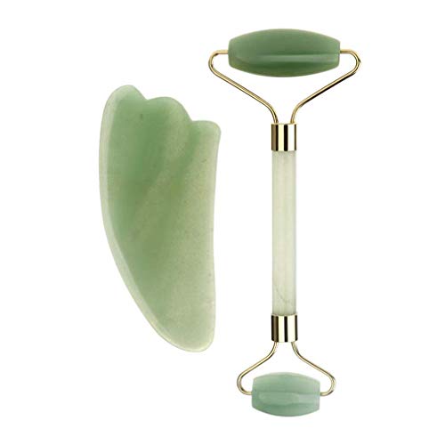 Jade Roller For Face, Gua Sha | Herramienta de masaje facial con rodillo de jade 100% natural | Eliminar arrugas y restaurar el cutis | Terapia Anti Envejecimiento,A