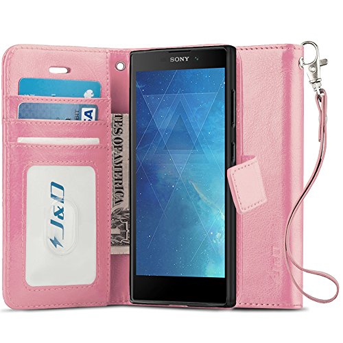 J&D Compatible para Xperia L2 Funda, [Protección de Cartera] [Soporte Plegable] Funda Pesada Resistentes Billetera para Sony Xperia L2 Funda Cuero - [NO es Compatible con Sony Xperia L1] - Rosado