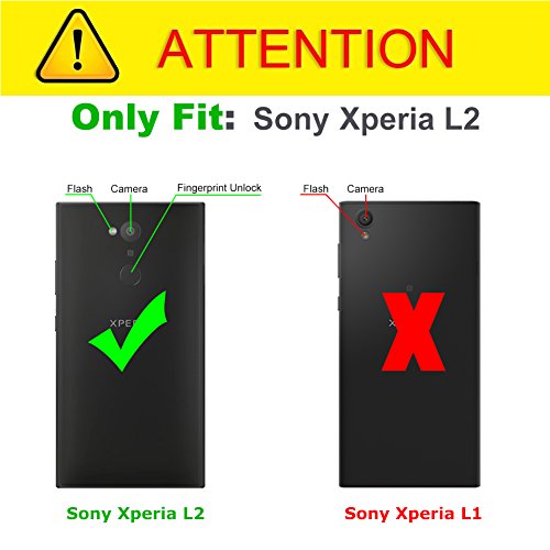 J&D Compatible para Xperia L2 Funda, [Protección de Cartera] [Soporte Plegable] Funda Pesada Resistentes Billetera para Sony Xperia L2 Funda Cuero - [NO es Compatible con Sony Xperia L1] - Rosado