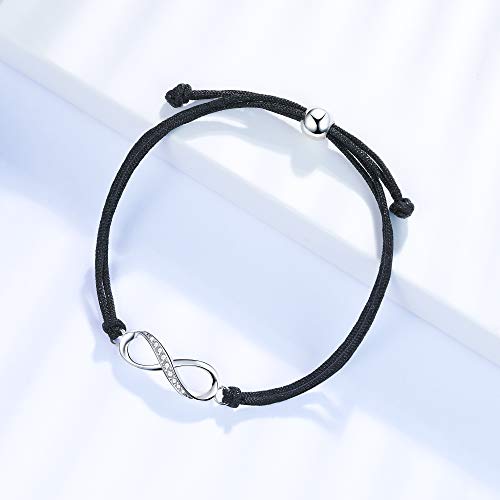 J.Endéar Infinito Amor Amistad Cuerda Pulsera Regalo para Mujer 24 cm Trenzado Ajustable Hecho a Mano