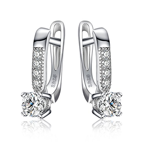 JewelryPalace 1ct Cubic Zirconia cuelgan los pendientes Plata de ley 925