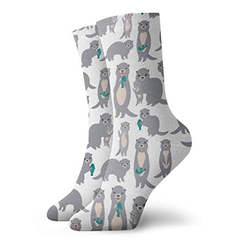 Jhonangel Happy Grey Nutrias Calcetines casuales unisex Los mejores calcetines de equipo calcetines antideslizantes Calcetines locos Calcetines de novedad 30 cm / 11.8 pulgadas