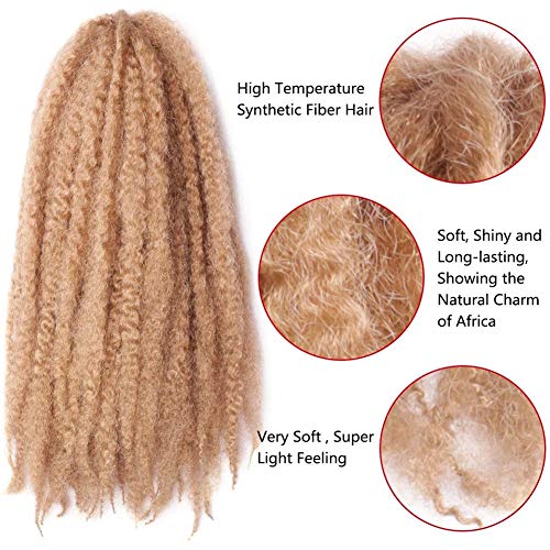 JIAFATIAN 3 Paquete/Lote Afro Rizado Rizado Trenzas Cabello Extensiones Sintético Giro Tejer Trenza Alto Temperatura Fibra Cabello Tejido 100g/pcs (3pc 18Inch), Blonde