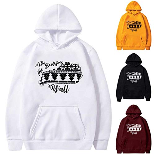 JiaMeng-ZI Sudaderas con Capucha Color SóLido Ropa para Hombre Impresión Creativa de Navidad Unisex Camiseta de Manga Larga Hoodie al Aire Libre Casual Sweatshirts Elástico Puños y Dobladillo Pulóver