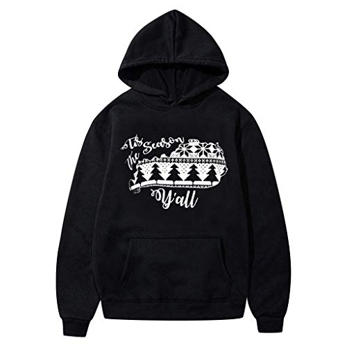 JiaMeng-ZI Sudaderas con Capucha Color SóLido Ropa para Hombre Impresión Creativa de Navidad Unisex Camiseta de Manga Larga Hoodie al Aire Libre Casual Sweatshirts Elástico Puños y Dobladillo Pulóver