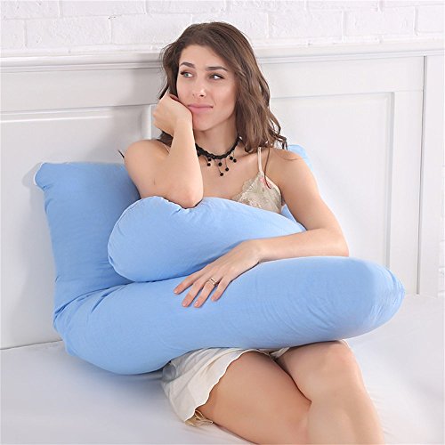 Jian Ya NA - Almohada de lactancia en forma de U para dormir lateral, almohada de algodón cómoda para dormir, cojín de lactancia para bebé, funda de almohada con cremallera