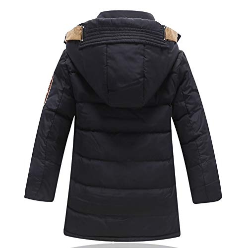 JIANYE Abrigo de Invierno para Niños Chaquetas Invierno Caliente Chaquetas Plumas Espesar Abrigo Plumas con Capucha Abrigo Chaqueta Negro 130