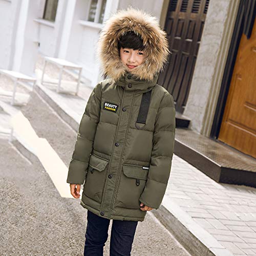 JIANYE Abrigo Plumas Niño Chaquetas Plumas Niños Abrigo Invierno Caliente Chaqueta Invierno Parka Abrigo Chaqueta con Capucha Ejército Verde 120