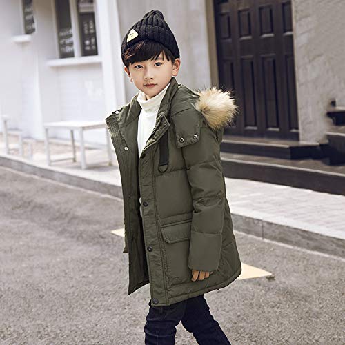 JIANYE Abrigo Plumas Niño Chaquetas Plumas Niños Abrigo Invierno Caliente Chaqueta Invierno Parka Abrigo Chaqueta con Capucha Ejército Verde 120